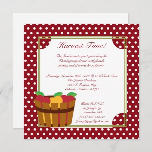 5x7 Herfst Apple Bin Thanksgiving Party nodiging Kaart (Voorkant / Achterkant)