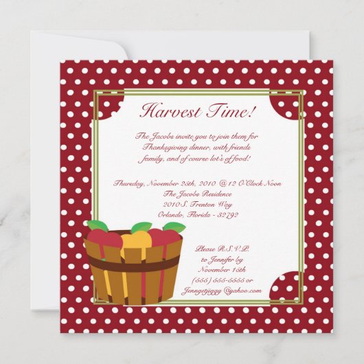 5x7 Herfst Apple Bin Thanksgiving Party nodiging Kaart (Voorkant)