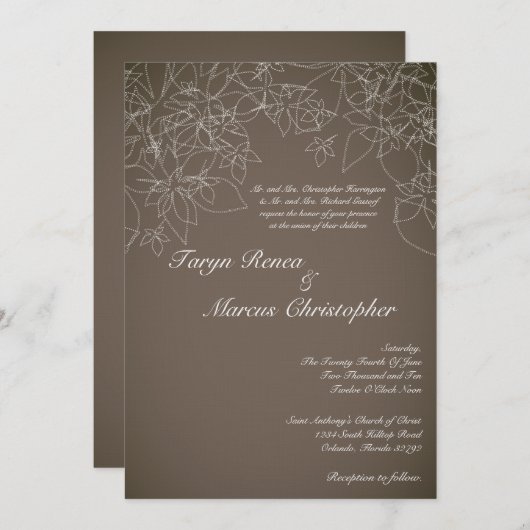 5x7 Herfst Bloemen Herfst Linnen Huwelijksuitnodig Kaart (Voorkant / Achterkant)