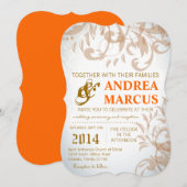 5x7 Herfst filigraan werveling damast bruiloft uit Kaart (Voorkant / Achterkant)