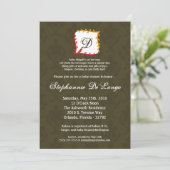 5x7 Herfst Herfst Damask Mono Baby shower Uitnodig Kaart (Staand voorkant)