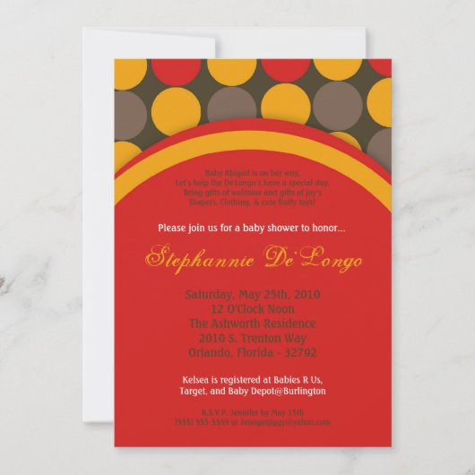5x7 herfst Herfst Polka Dot Baby shower Uitnodigin Kaart (Voorkant)