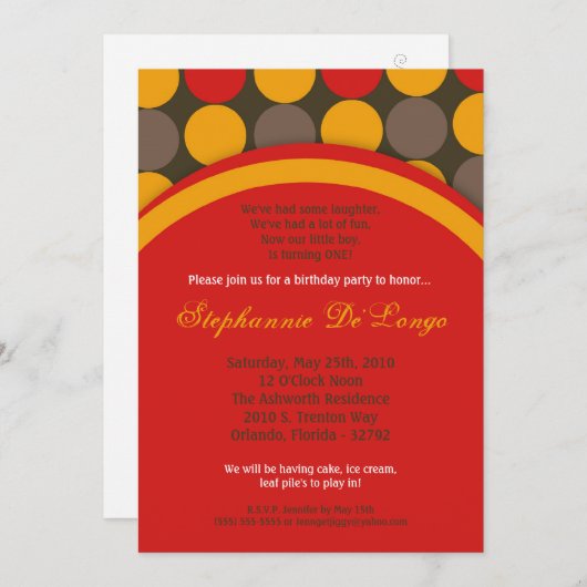 5x7 Herfst Herfst Polka Dot Verjaardag Deel Uitnod Kaart (Voorkant / Achterkant)