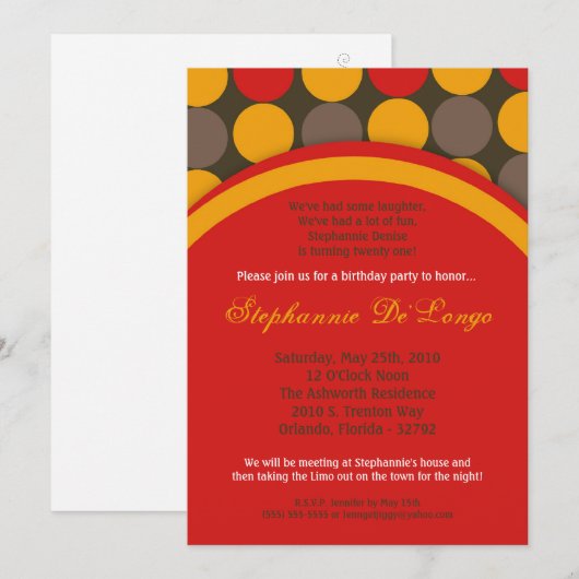 5x7 Herfst Herfst Polka Dot Verjaardag Deel Uitnod Kaart (Voorkant / Achterkant)