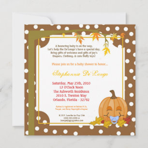 5x7 Herfst Herfst Pompoen Baby shower Uitnodiging