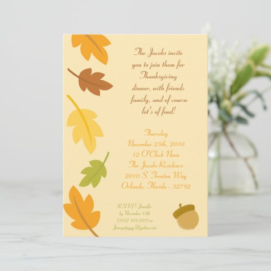 5x7 Herfst Herfst verlaat Thanksgiving Uitnodiging (Staand voorkant)