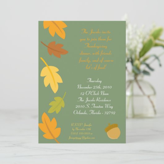 5x7 Herfst Herfst verlaat Thanksgiving Uitnodiging (Staand voorkant)