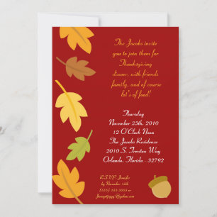 5x7 Herfst Herfst verlaat Thanksgiving Uitnodiging