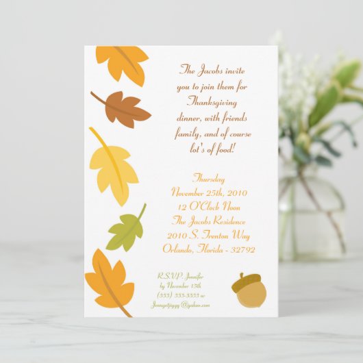 5x7 Herfst Herfst verlaat Thanksgiving Uitnodiging (Staand voorkant)