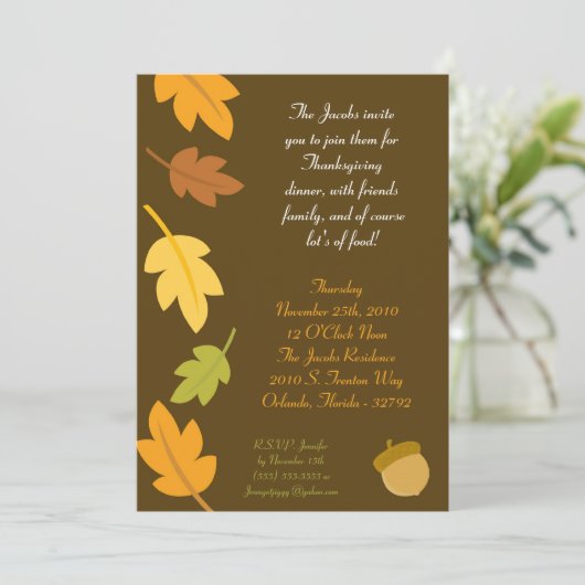 5x7 Herfst Herfst verlaat Thanksgiving Uitnodiging (Staand voorkant)