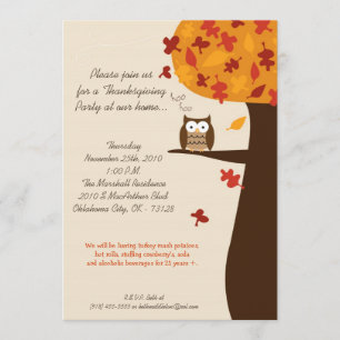 5x7 Herfst Hoot Owl Harvest Thanksgiving Uitnodigi Kaart