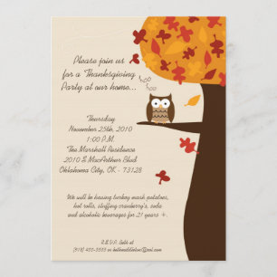 5x7 Herfst Hoot Owl Harvest Thanksgiving Uitnodigi Kaart
