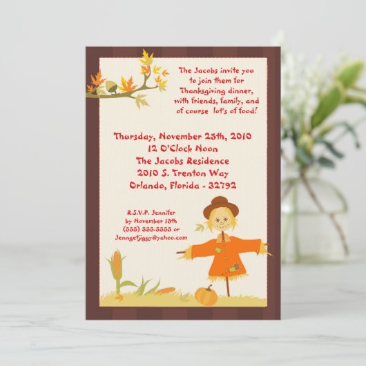 5x7 herfst thanksgiving diner feest uitnodiging (Staand voorkant)