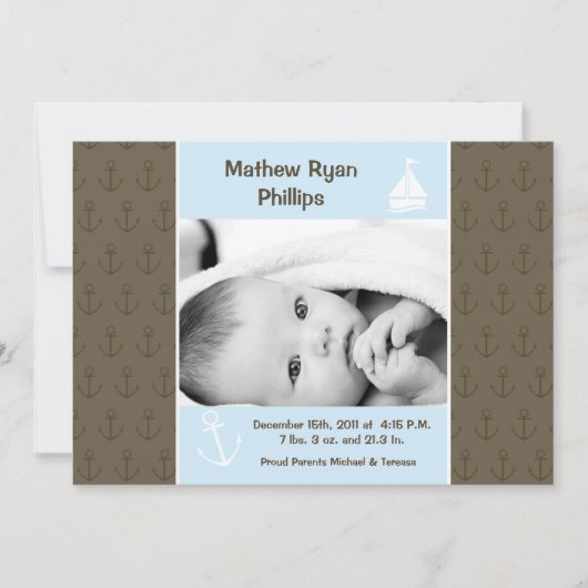 5x7 het Varen van de jongen de Aankondiging (Voorkant)