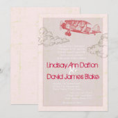 5x7 het  vliegtuig van de Uitnodiging van de bruil (Voorkant / Achterkant)