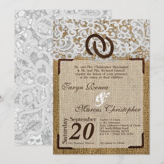 5x7 Hoefijzers over de uitnodiging voor een bruilo (Voorkant / Achterkant)