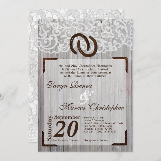 5x7 Hoefijzers over de uitnodiging voor het huweli (Voorkant / Achterkant)