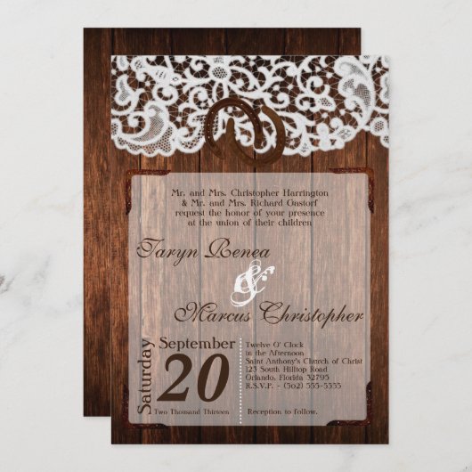 5x7 Hoefijzers over de uitnodiging voor het huweli (Voorkant / Achterkant)