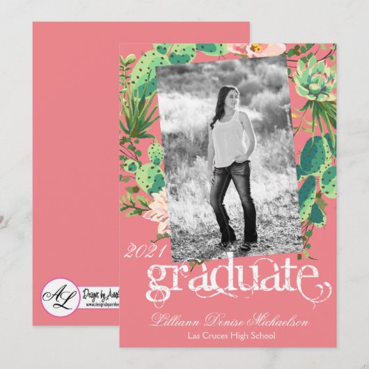 5x7 hogere aankondiging Bohemise Cactus Succulents (Voorkant / Achterkant)