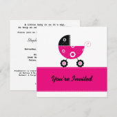 5x7 Hot Pink Buggie Baby shower Kaart (Voorkant / Achterkant)