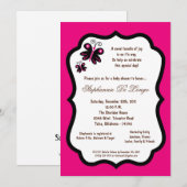 5x7 Hot Pink Butterfly Baby shower Kaart (Voorkant / Achterkant)