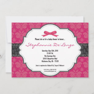 5x7 Hot Pink Damask Cheetah Baby shower Uitnodigin Kaart
