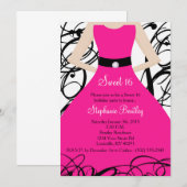 5x7 Hot Pink Dress Sweet 16 Birthday Uitnodiging (Voorkant / Achterkant)