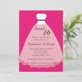 5x7 Hot Pink Dress Sweet 16 Birthday Uitnodiging (Staand voorkant)