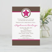 5x7 Hot Pink Rock Star Baby shower Uitnodiging (Staand voorkant)