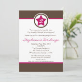 5x7 Hot Pink Rock Star Verjaardagsfeest Uitnodigin Kaart (Staand voorkant)