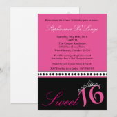 5x7 Hot Pink Tiara Sweet 16 Birthday Uitnodiging (Voorkant / Achterkant)