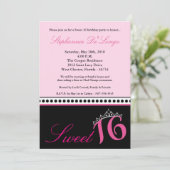 5x7 Hot Pink Tiara Sweet 16 Birthday Uitnodiging (Staand voorkant)
