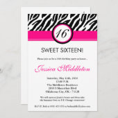 5x7 Hot Pink Zebra16th Birthday Invitation Kaart (Voorkant / Achterkant)