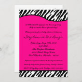 5x7 Hot Pink Zebra Print Baby shower Uitnodiging (Voorkant / Achterkant)