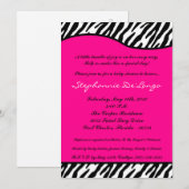 5x7 Hot Pink Zebra Print Baby shower Uitnodiging (Voorkant / Achterkant)
