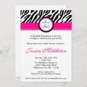 5x7 Hot Pink Zebra Print Baby shower Uitnodiging (Voorkant / Achterkant)