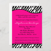 5x7 Hot Pink Zebra Print Baby shower Uitnodiging (Voorkant / Achterkant)