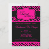 5x7 Hot Pink Zebra Print Birthday Party Invitation Kaart (Voorkant)