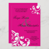 5x7 Hot Roze Witte Bloemen Linnen Huwelijksuitnodi Kaart (Voorkant / Achterkant)