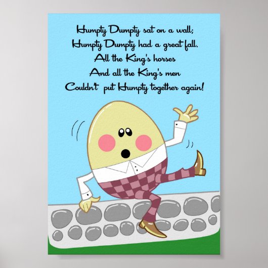 5x7 Humpty Dumpty Rhyme Kinder Room Wall Art Poster (Voorkant)