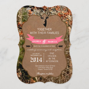 5x7 Hunting Deer Buck Head Camo Wedding Invitation Kaart
