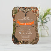 5x7 Hunting Deer Buck Head Camo Wedding Invitation Kaart (Staand voorkant)