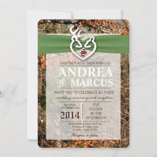 5x7 Hunting Deer Doe Buck Camo Wedding Invitation Kaart