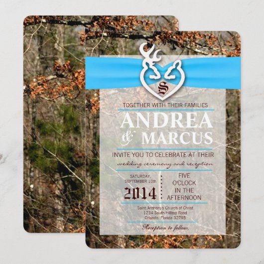 5x7 Hunting Deer Doe Buck Camo Wedding Invitation Kaart (Voorkant / Achterkant)