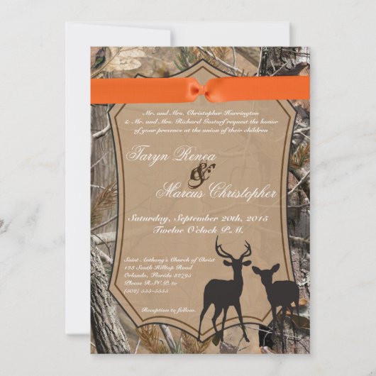 5x7 Hunting Pair Deer Doe Buck Wedding Invitation Kaart (Voorkant)