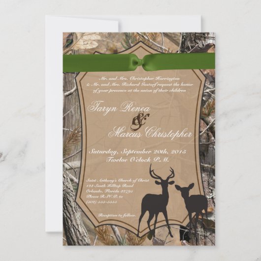5x7 Hunting Pair Deer Doe Buck Wedding Invitation Kaart (Voorkant)