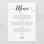 5x7 huwelijksmenu Zwart & Wit Menu (Voorkant)