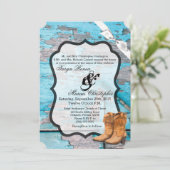 5x7 Huwelijksuitnodiging Blauw Hout Schuur Deurlaa Kaart (Staand voorkant)