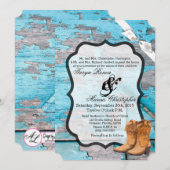 5x7 Huwelijksuitnodiging Blauw Hout Schuur Deurlaa Kaart (Voorkant / Achterkant)