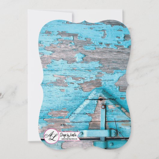 5x7 Huwelijksuitnodiging Blauwe Schuur Hout Laarze Kaart (Achterkant)